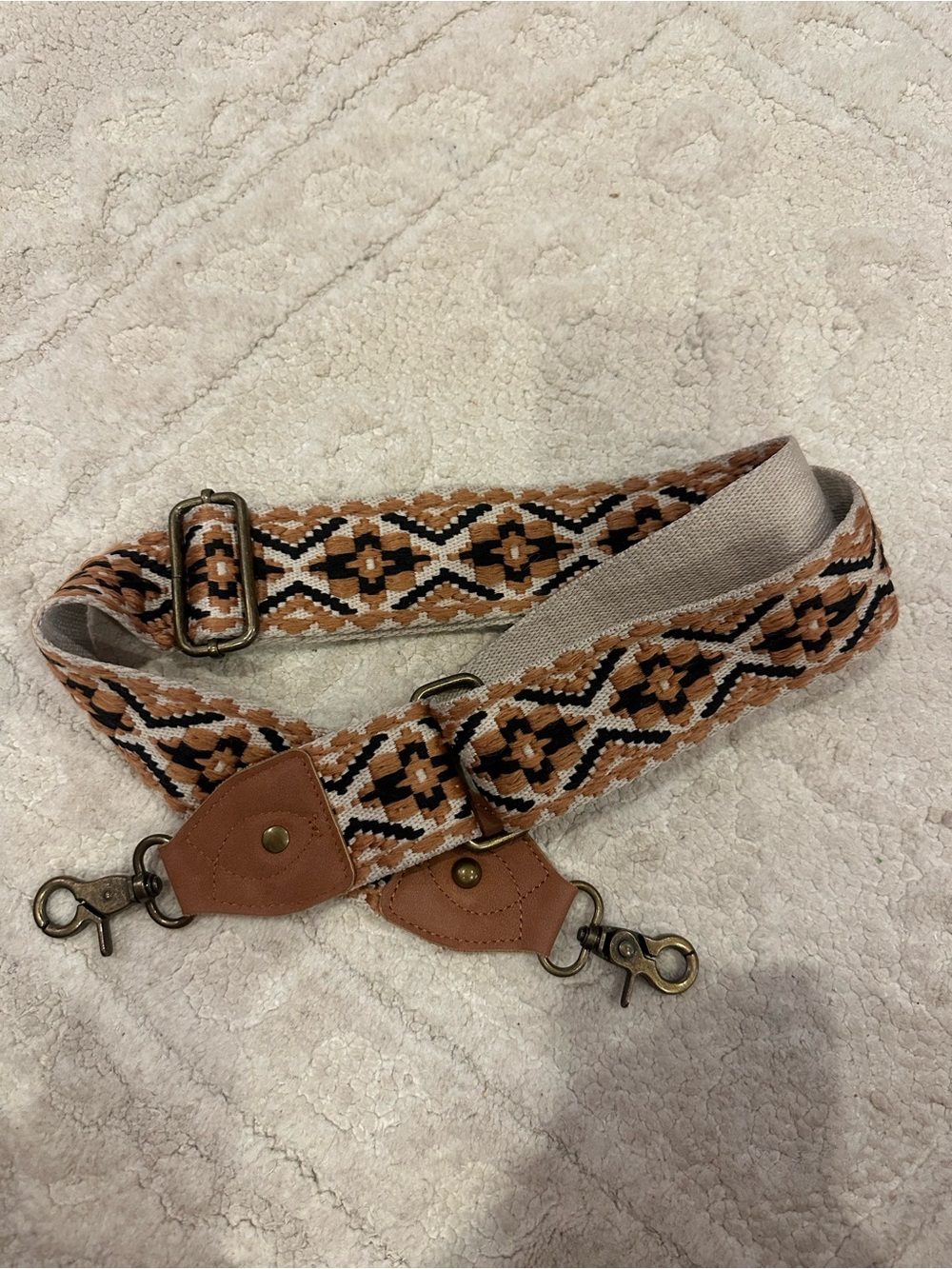 Women's Tan Patterned Woven Key & Card Holder Strap